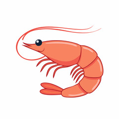 Cartoon Illustration of Fresh Shrimp with Antennas