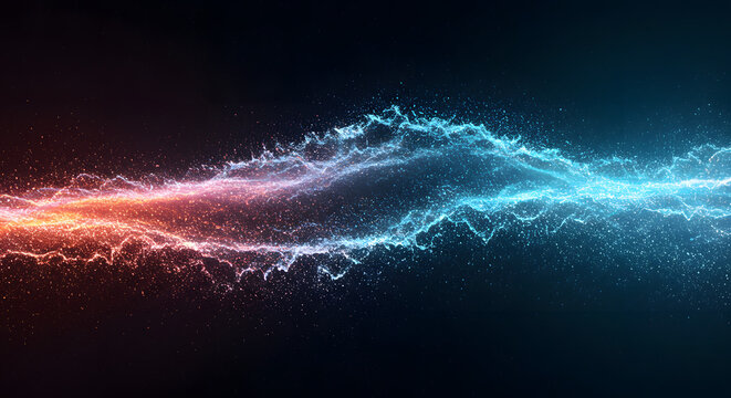 Abstract Energy Force Field with Hot and Cold Light Effects Displaying a Dynamic Force of Nature, Powerful and Intense