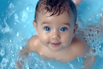 Baby bathing photography swimming.