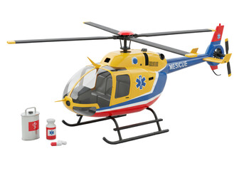 Fototapeta premium Isolated Medical Helicopter with Emergency Equipment - Healthcare Services