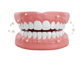Isolated Set of Sparkling Teeth with Glowing Constellation