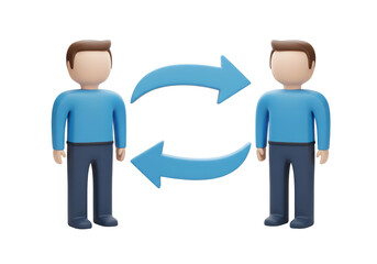 Isolated People Exchanging Arrows Illustrating Interaction