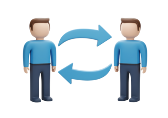 Isolated People Exchanging Arrows Illustrating Interaction