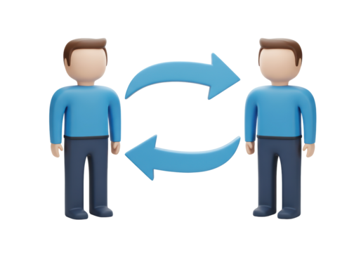 Isolated People Exchanging Arrows Illustrating Interaction