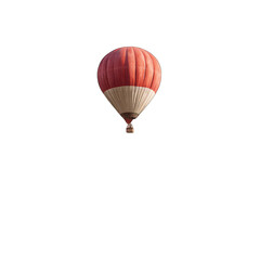 Obraz premium Red-white hot air balloon ascends over dark night sky; travel, adventure