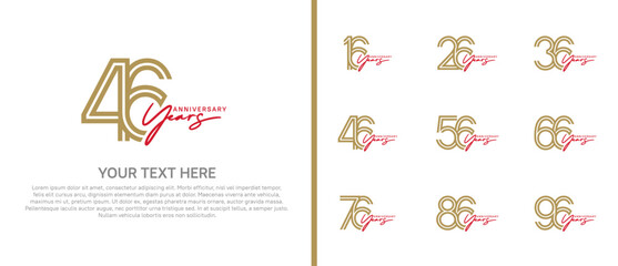 logo anniversary set. brown color with red handwriting on white background for special event