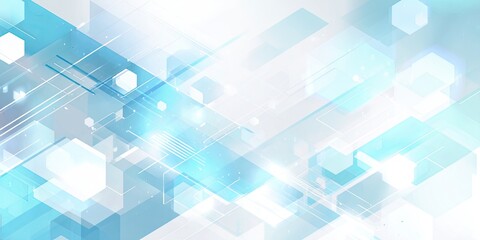 Abstract geometric design with light blue, white, and translucent shapes
