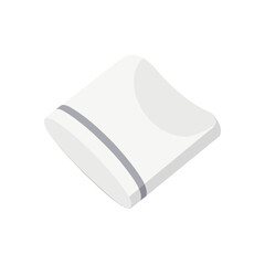 Clean white folded towel with subtle grey stripe detail, perfect for spa or bathroom visuals