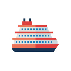 Modern ferry boat design for travel and transport illustration, vibrant colors, clean style