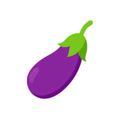 Vibrant purple eggplant with fresh green stem, healthy produce for culinary inspiration and healthy eating