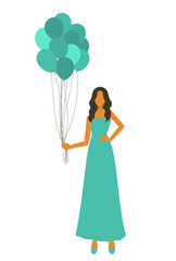 フラット　ロングドレスを着て風船を持っている女性