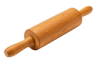 Fototapeta premium A classic wooden rolling pin, a fundamental kitchen tool for baking and pastry preparation, isolated on a transparent background
