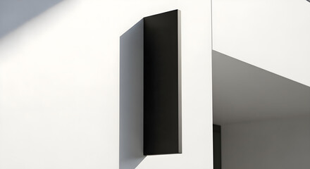 A contemporary architectural mockup showcasing a sleek vertical display area, ideal for an art gallery or modern exhibition space, with a clean and minimalist design.