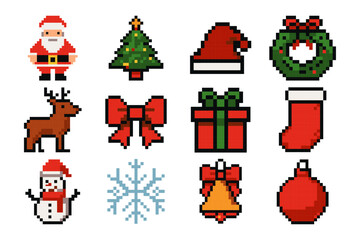 Pixel Art Christmas Icons