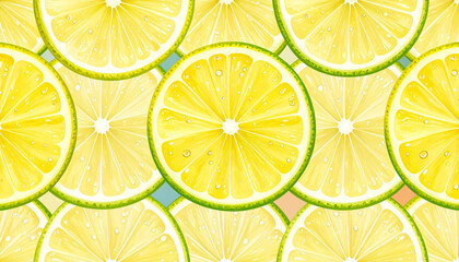 Fototapeta premium Close-up of a vibrant and detailed pattern of sliced lemons, showcasing freshness.