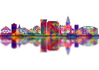 Obraz premium Anaheim California Skyline. Cityscape Skyscraper Buildings Landscape City Downtown Abstract Landmarks Travel Art