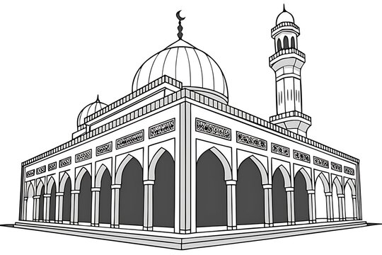 black and white mosque building illustration clip art preview