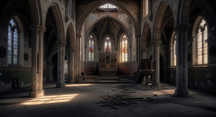 Fototapeta premium Abandoned Church: Echoes of Faith