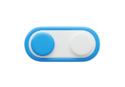 Isolated Blue and White Toggle Switch Button 3D Icon