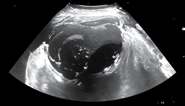 Gray-scale ultrasound image of an abdominal structure