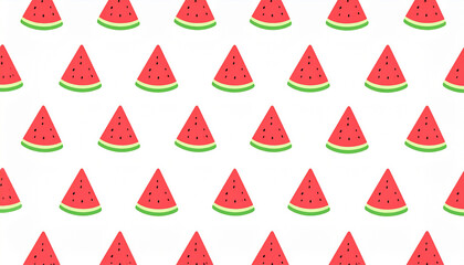 A repeating pattern of watermelon slices on a white background, perfect for summer.