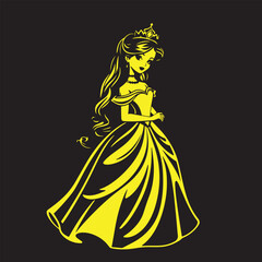 Princess girl in ball gown vector design concept illustration.