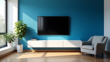 Sleek Modern Living Space Featuring a Wall Mounted TV