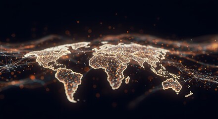 Stunning global network visualization with glowing connections for technology and business solutions