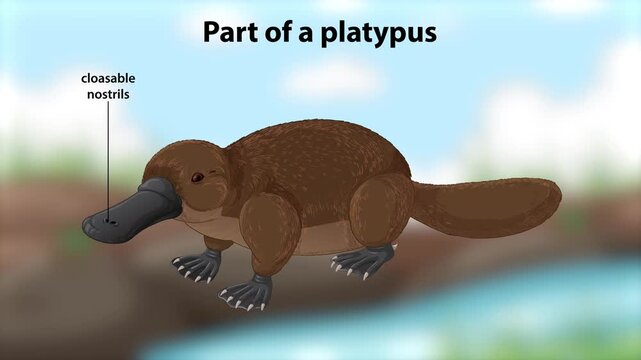 Animated Diagram Highlighting Platypus Anatomy and Body Parts