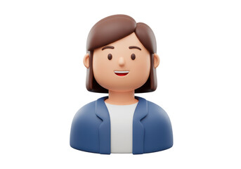 Isolated Cartoon Woman in Blue Blazer for Business or Professional Use