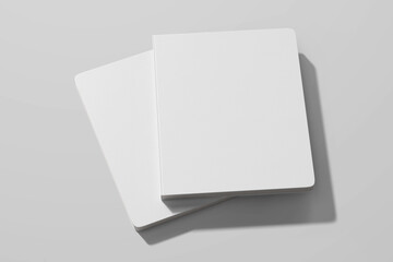 blank front and back view cover preschool children book letter page size rounded corner textured paper realistic mockup template isolated 3d render