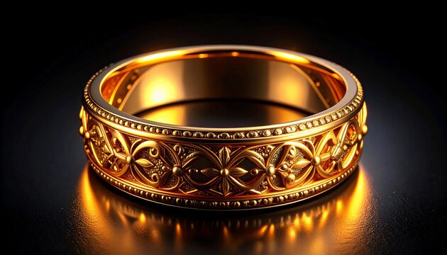 Ornate Gold Ring Exquisitely Detailed Men's Wedding Band with Fleur-de-lis Design.  Perfect for a Classic and Elegant Style