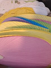 Traditional Korean handmade Hanji paper fans in various colors	