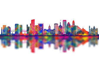 Fototapeta premium Baltimore Maryland skyline. Cityscape Skyscraper Buildings Landscape City Downtown Abstract Landmarks Travel Art