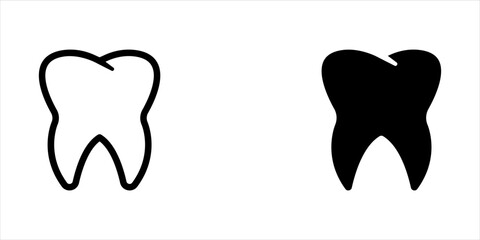Tooth, linear icon set. Line with editable stroke