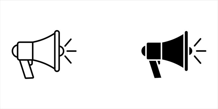 Megaphone icon set. Loudspeaker icon. Advertising and marketing icons. Editable stroke line icons. Vector illustration.