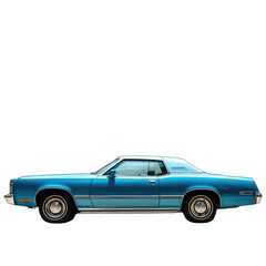 Obraz premium Classic Blue Coupe, Side Profile, Outdoors, Sunny Day, Advertisement