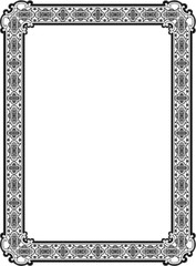 Elegant black and white ornate decorative frame with a classic vintage pattern. Vector illustration for certificates, invitations, or diplomas.