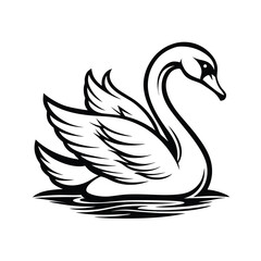 Elegant outline of a graceful swan gliding smoothly on calm water