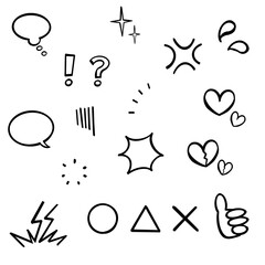 漫符・効果記号セット（黒線画）