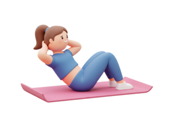 Isolated Woman Doing Crunches on a Yoga Mat