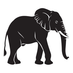 Fototapeta premium Black silhouette of an African elephant with tusks in side view vector illustration