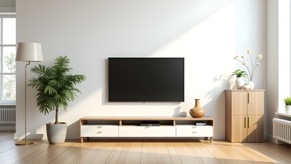 Elegant Modern Interior Design with TV on the Wall