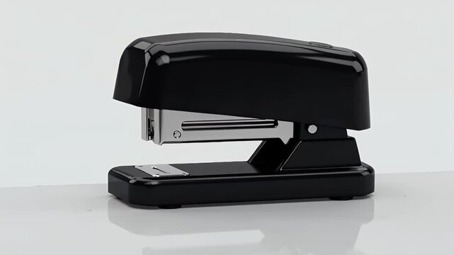 Black stapler on a white background for office use  