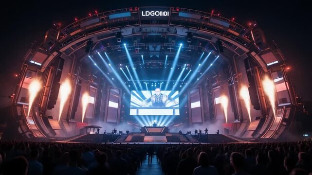 Captivating EDM Festival Experience: Energetic Crowd and Mesmerizing Stage Visuals creating a