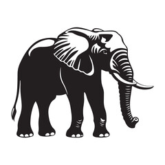Obraz premium Black silhouette of an African elephant with tusks in side view vector illustration