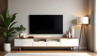 Minimalist Modern Room with Wall Mounted TV Setup