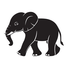 Fototapeta premium Black silhouette of an African elephant with tusks in side view vector illustration