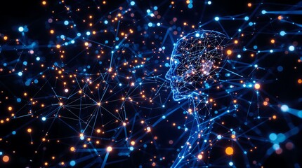 Obraz premium Dynamic AI Mind concept with connected network, representing innovation and future technology
