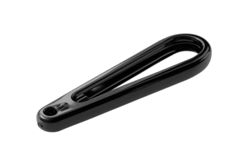 Black, elongated, curved lever with a loop